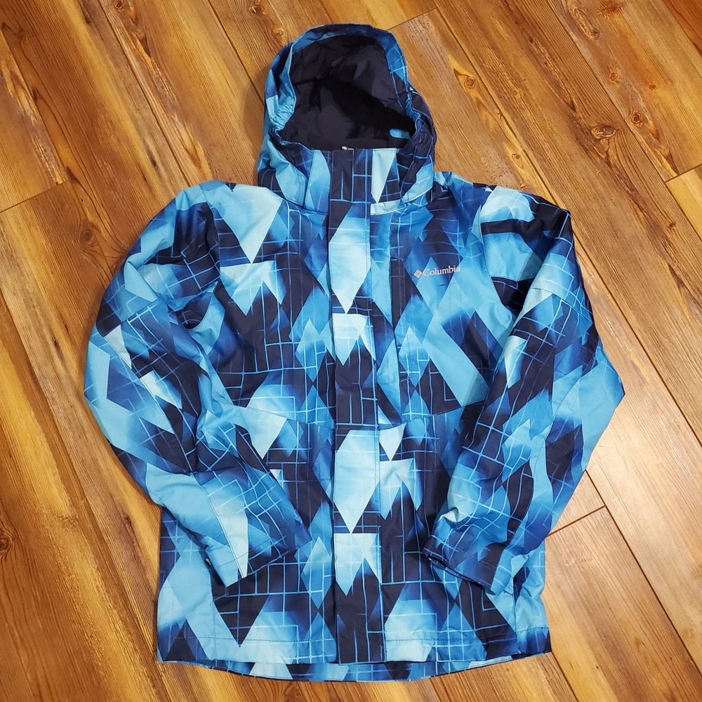 Columbia Kids Blue Geometric Omni-Tech Interchange Jacket L 14/16 OUTER SHELL